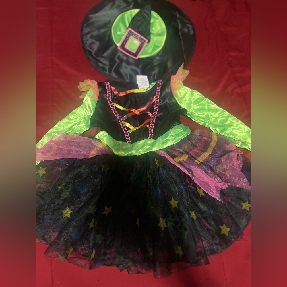 Toddler Girl Halloween Witch Costume. Size: 4T Like New Only Worn Once.